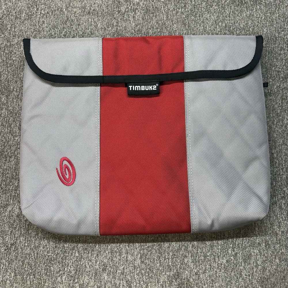 VTG Timbuk2 Classic Padded Laptop Sleeve Case Red Gray Tablet Organizer 14"X12"